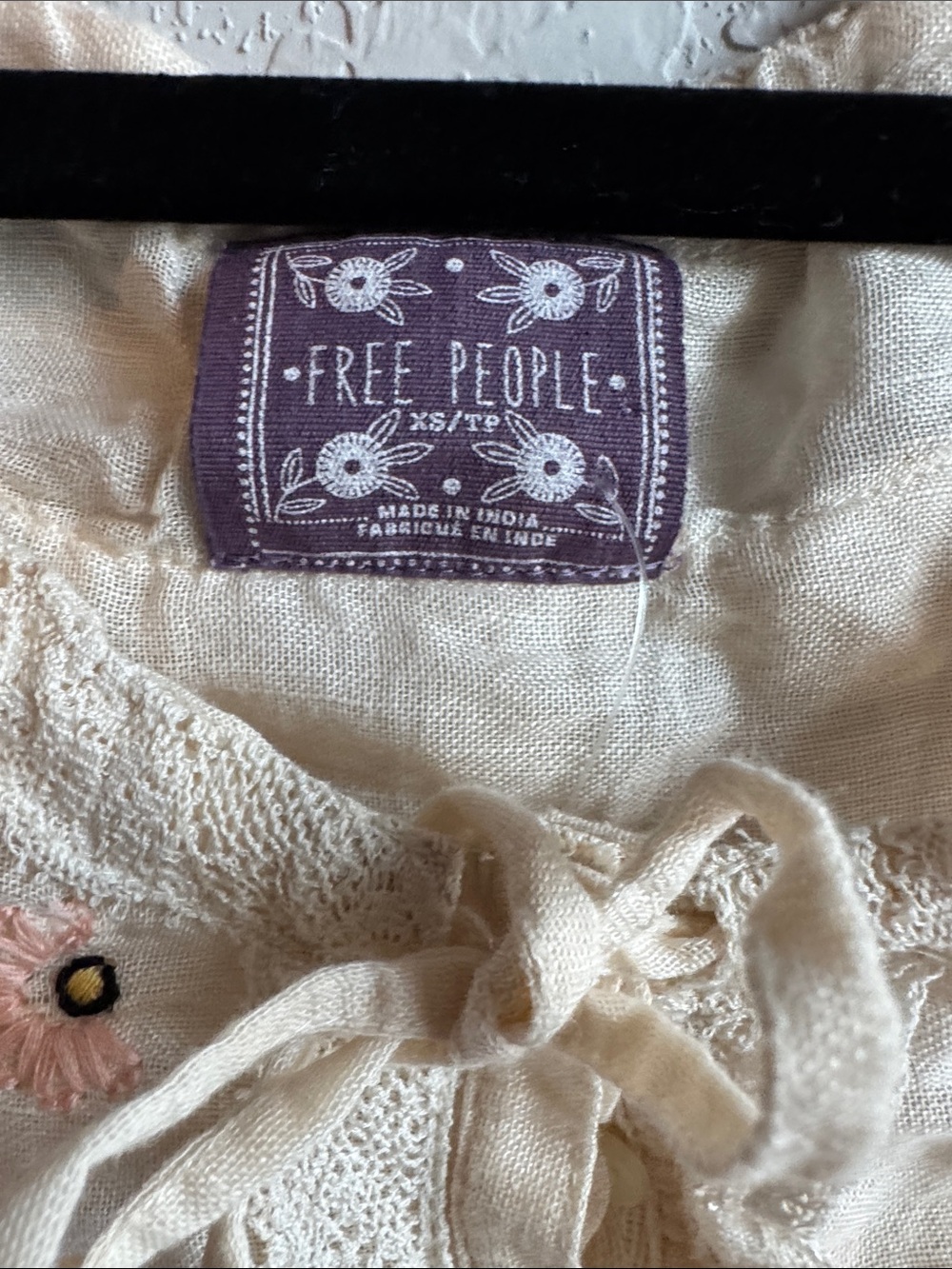 Free People Heirloom Blouse Cream Embroidered Ruffle Tunic Dress - Picture 4 of 9